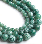 35pcs Round Loose Deep Green Fire Agate Beads by Yochus