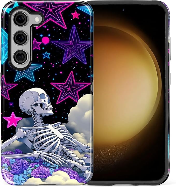 for Samsung Galaxy S23 Case, Skull Star Collage Pattern Glossy 2 in 1 - Image 2
