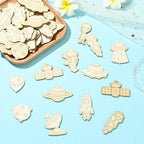 100 pcs Mixed Styles Universe Theme Unfinished Wooden Cutout Charms Alien - Image 6