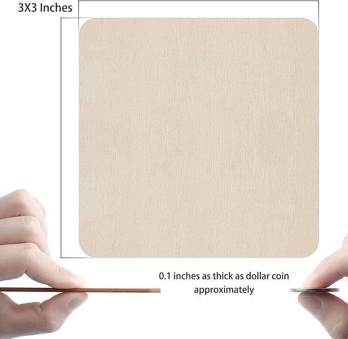 Unfinished Wood Pieces 80 Pcs 3"x3" inch Wood Board Wooden Squares Wooden - Image 2