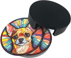 Drink Coaster Set of 6, Chihuahua Dog Mom Lover Gift, Leather Drink Coasters - Image 5