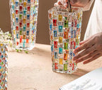 Magcolor Hand Painted Colorful Woven Glass Vase -Crystal Flower Vase- 7.7 inch - Image 8