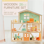 Giant bean 26 Pcs Large Wooden Dollhouse Furniture 5 Set - Image 6