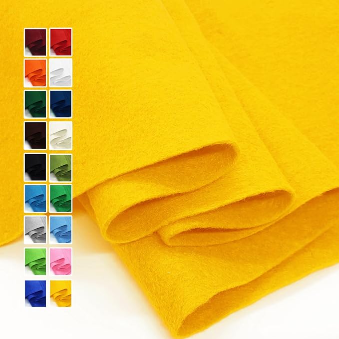 Yellow Felt Fabric 36" X 36", 1.6mm Thick Soft and Durable Flexible Craft Felt by FANOMMI
