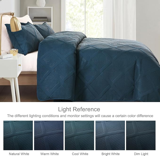 Exclusivo Mezcla King Quilt Set- Navy Blue Quilts Bedding Set - Image 3