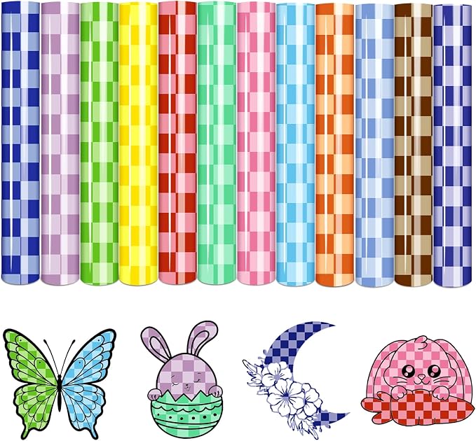 Tintnut Colorful Checkerboard Heat Transfer Vinyl, Checker pattern PU HTV by Tintnut