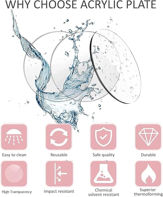 Clear Acrylic Sheets, 8 inch Dia 0.04" Thick Plexiglass Sheets, Round Acrylic - Image 3