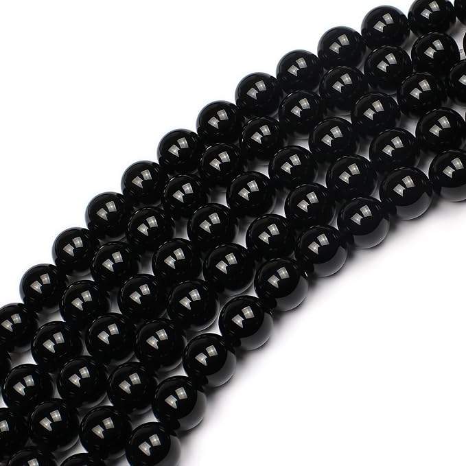 MJDCB Natural Stone Bead Black Onyx Gemstone Loose Beads - Image 5
