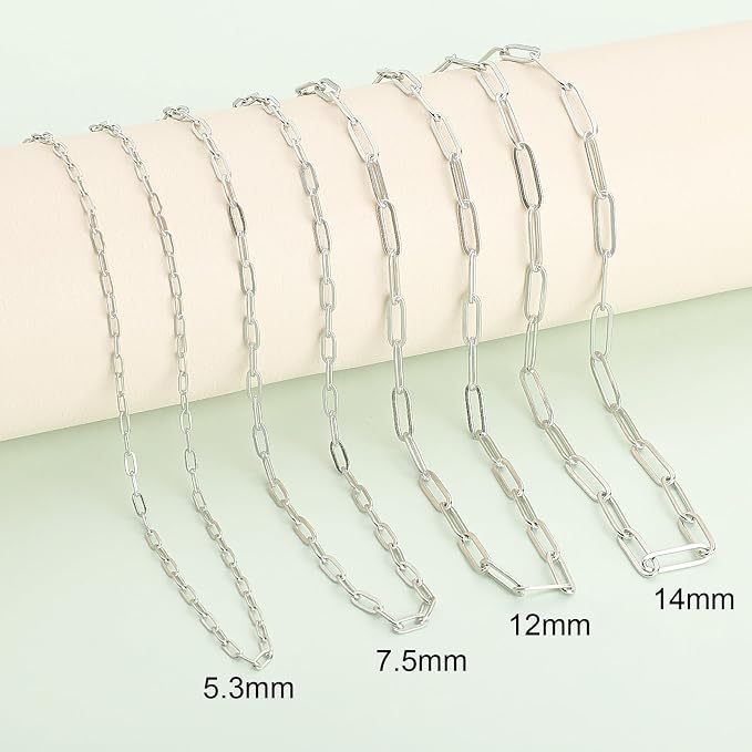 SMYHTGLIF 32.8 Feet Silver Cable Paperclip Jewelry Making Chains Stainless - Image 6