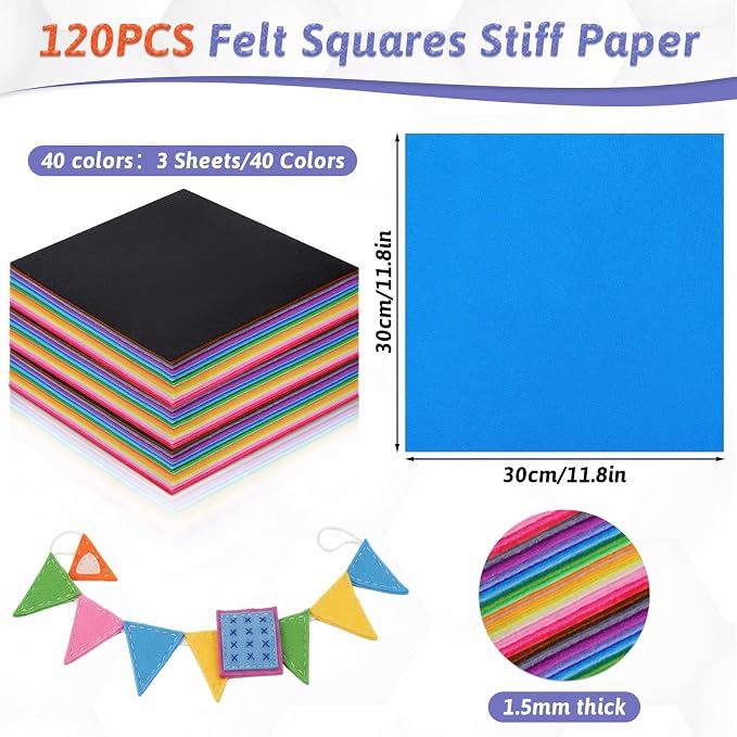 120 Pcs 12 x 12 Inch Felt Sheets - Image 2