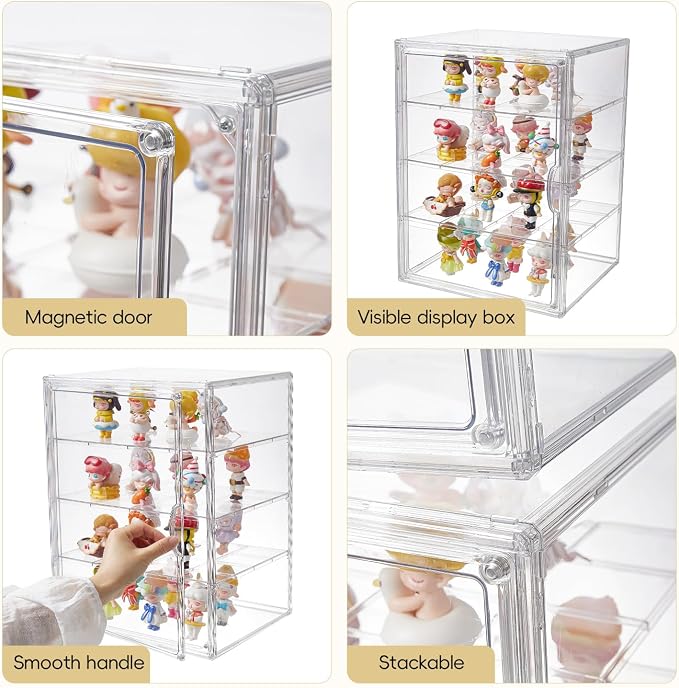 4 Tiers Clear Acrylic Display Case, Plastic Storage Bins - Image 4