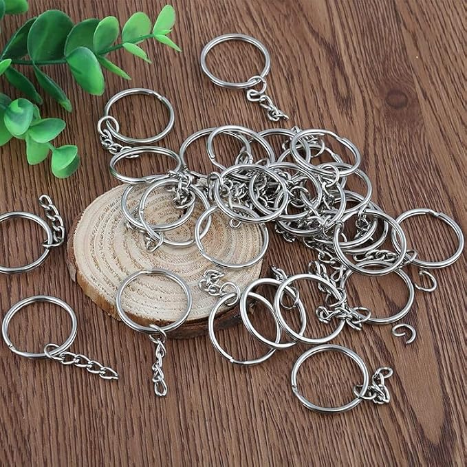 50Sets 1 inch Keychain Rings Silver Split Round Key Ring - Image 4