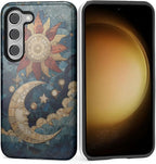Case for Samsung Galaxy S23 Case, Sun Moon Stars Faux Stained Glass Design by Kapadiy
