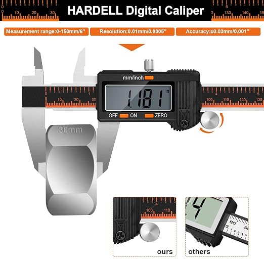 HARDELL Digital Caliper, 6 Inch Stainless Steel Caliper Measuring Tool - Image 2