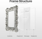 Cuspin 4x6 Picture Frame Silver, Vintage Ornate Palm Leaves Textured - Image 5