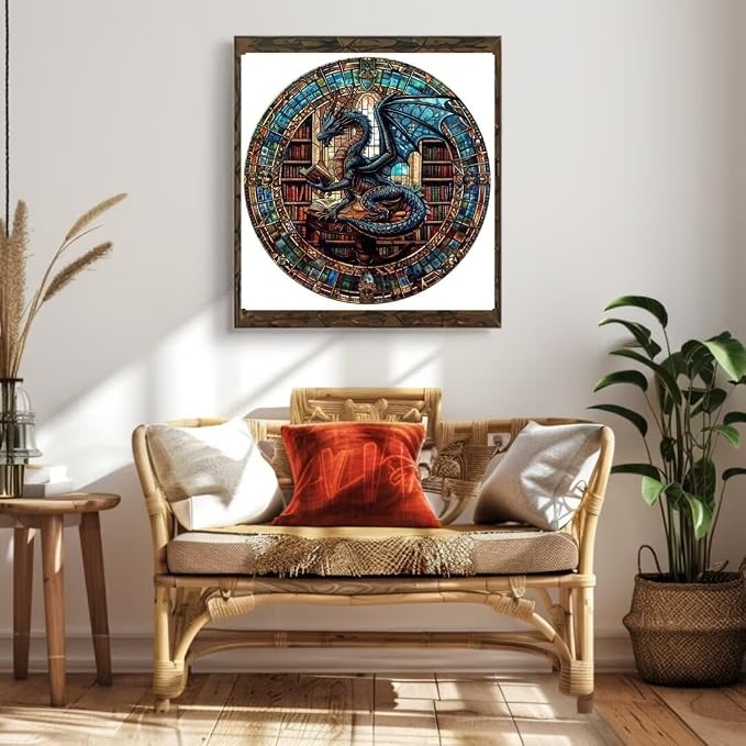 Wooden Puzzles Adults, Dragon Library Puzzle 200 Pieces, Unique Animal Shaped - Image 6
