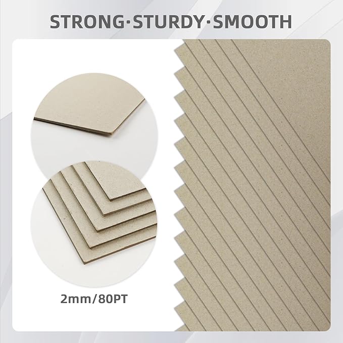 25CT 8.5x11 Inch Book Binding Boards Grey Chip board 2mm 80PT Thick Binder - Image 3