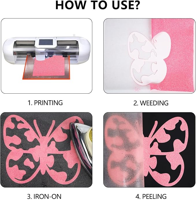 guangyintong Glow Glitter Pink Heat Transfer Vinyl HTV Rolls, HTV Vinyl - Image 3