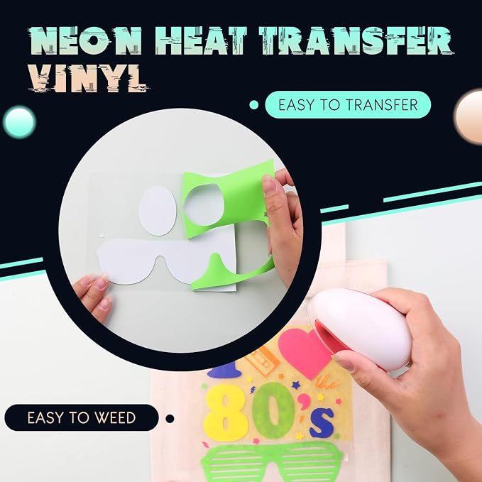 HTVSTD Neon HTV Heat Transfer Vinyl 10 Sheets 12×10in Iron on Vinyl | Neon - Image 3
