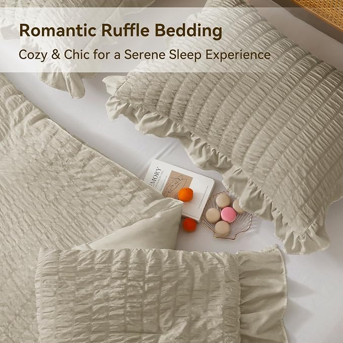 JOLLYVOGUE Full Size Comforter, 3 Pieces Linen Seersucker Lightweight Full Size - Image 4