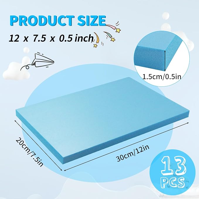 Blue 13 Pack 12x7.5x0.5 inch Foam Sheets 0.5 Inch Thick | Polystyrene - Image 2