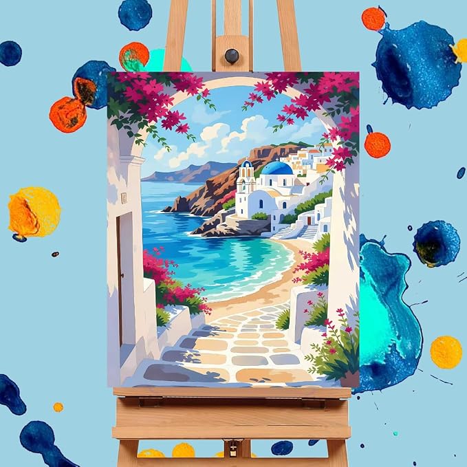 Mrnsiet Paint by Number for Adults Beginners, Easy Seaside Town Paint by - Image 2