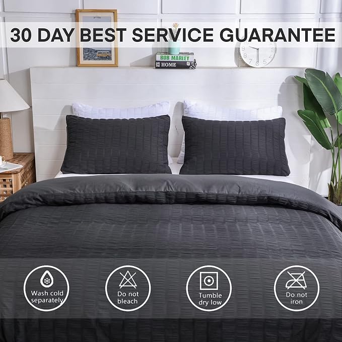 AveLom Seersucker Duvet Cover Set Full Size, 3 Pieces, Textured Duvet Cover - Image 7