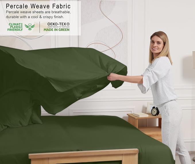 RUVANTI 100% Cotton Sheets – Twin Size Percale Bedding, Cooling & Breathable - Image 3