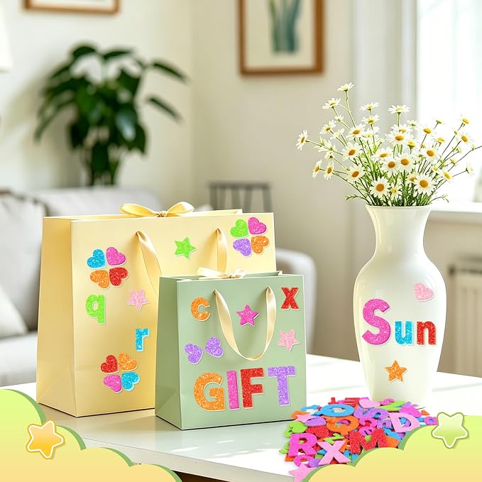 Glitter Foam Letter Stickers 469 Pcs Self-Adhesive Uppercase & Lowercase ABC - Image 4