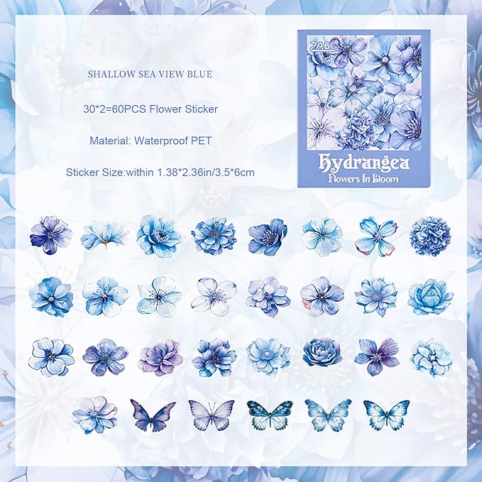 Doraking 60 Pieces Glitter Shiny Flower Stickers - Image 2