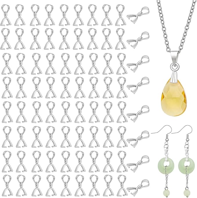 PH PandaHall Pinch Clip, 100 Pieces Brass Pinch Clip Bail Clasp Dangle Charm by PHPandaHall
