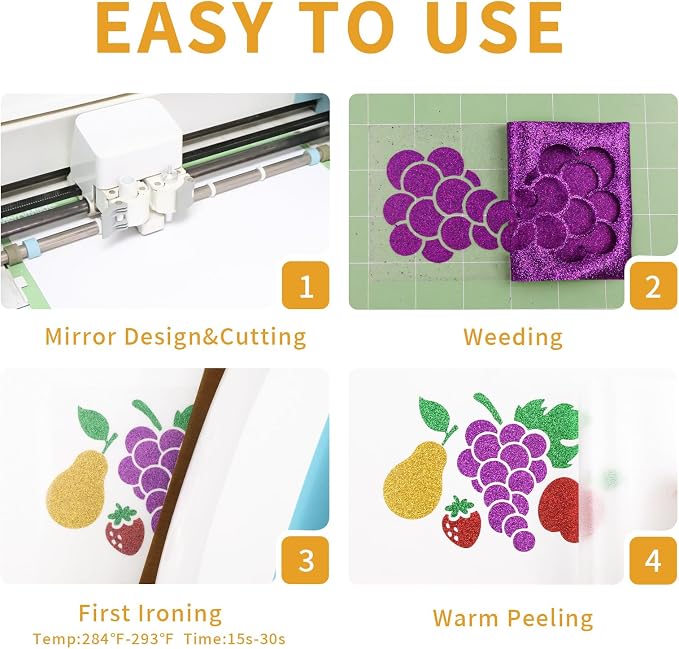 Golden Glitter Heat Transfer Vinyl, Glitter Iron-On - Image 4