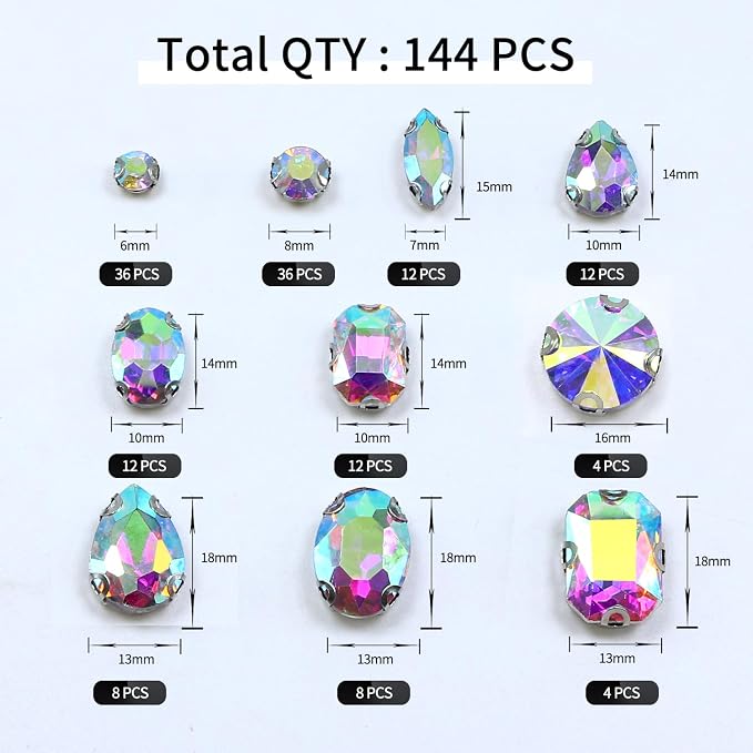 Sew on Rhinestone, Bags and Sewing Accessories，Crystal AB - Image 2