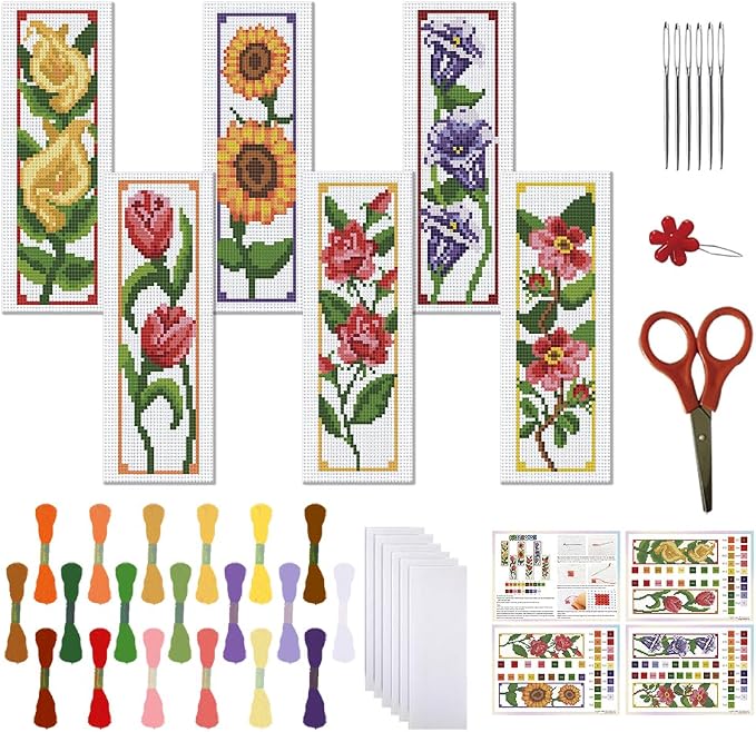 FREEBLOSS 6 Set Bookmark Cross Stitch Kits Stitch Bookmark Cross Stitch Kits by FreeandCreativeCraftsArt