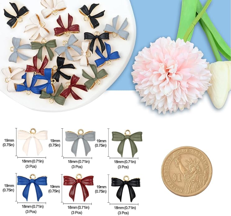 Bow Charms for Bracelet Jewelry Making Cute Bracelet Charms | 18Pcs, Bow Charms - Image 7