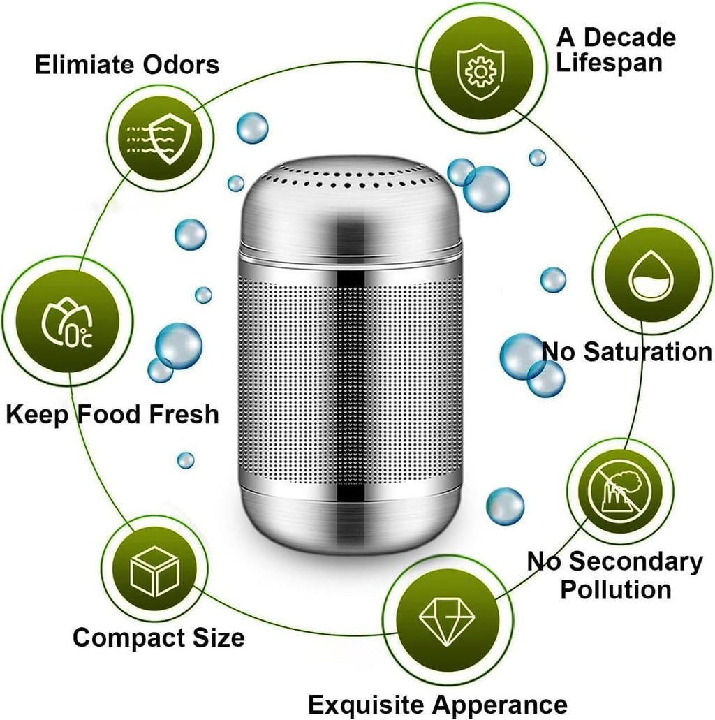 10-Year Refrigerator Deodorizer Odor Eliminator Fridge Deodorizer Car Deodorizer Shoe Cabinet Stainless Steel Pot Odor Absorber 2PCS