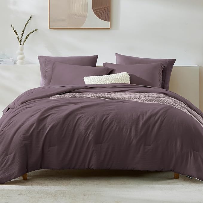 WRENSONGE Twin Comforter Set- 5 Pieces Artic Plum Twin Bed in a Bag, All Season by WRENSONGE
