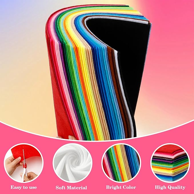 40 Pcs Felt Fabric Sheets 6 x 6 Inches Assorted Colors Felt Sheets - Image 5
