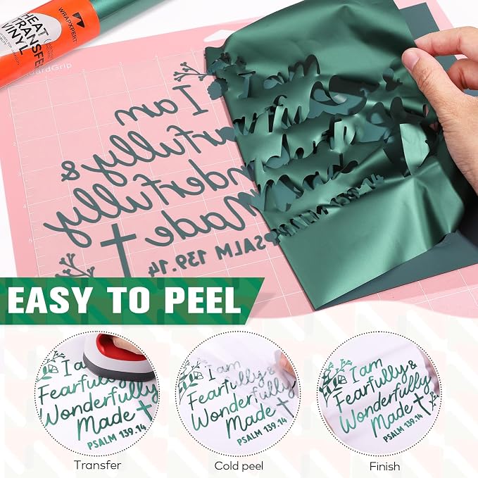 WRAPXPERT Metallic Green HTV Heat Transfer Vinyl Roll, Heat Press Vinyl - Image 3