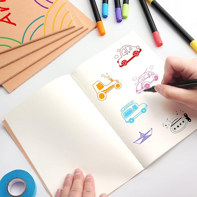ZZTX 4 Pack Blank Kraft Notebooks A5, 36 Pages, 8.3 X 5.5 Inch | Kraft cover - Image 8