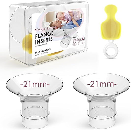 Flange Inserts 21mm for 24mm Flange/Shield, Flange Sizing Kit Silicone Flange Insert, Reduce 24mm Nipple Tunnel Down to 13mm, Breastfeeding Essentials Kit for New Moms, 2PCS