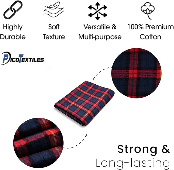 Pico Textiles 3 Yards Bolt Blue and Red Tartan Plaid Flannel Fabric - Image 4