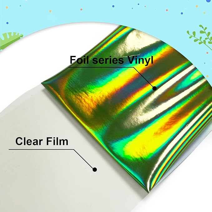 Sheet Metallic Foil Heat Transfer Vinyl olographic Green 12Inch*6Ft HTV - Image 3