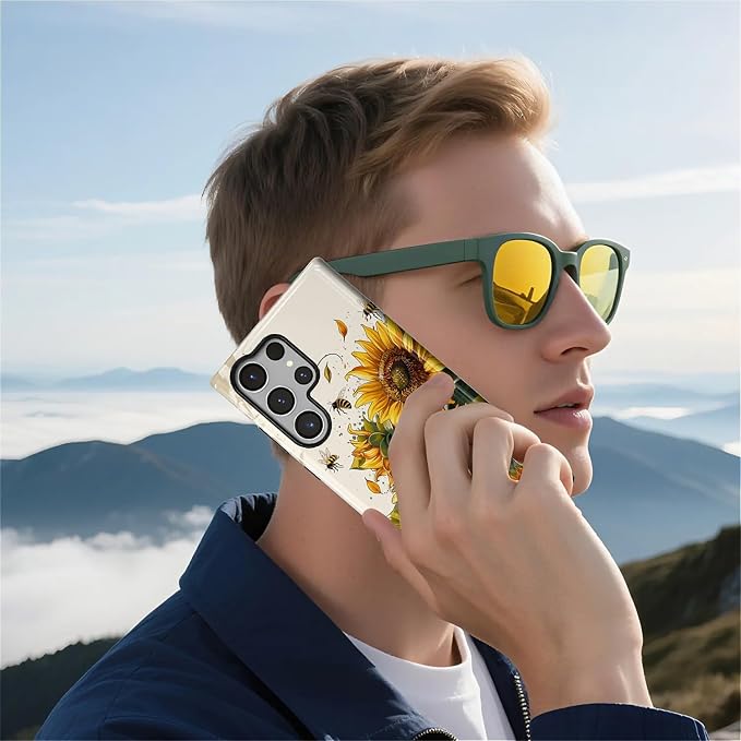 for Samsung Galaxy S23 Ultra Case, Sunflowers Bees Pattern Glossy 2 in 1 - Image 6