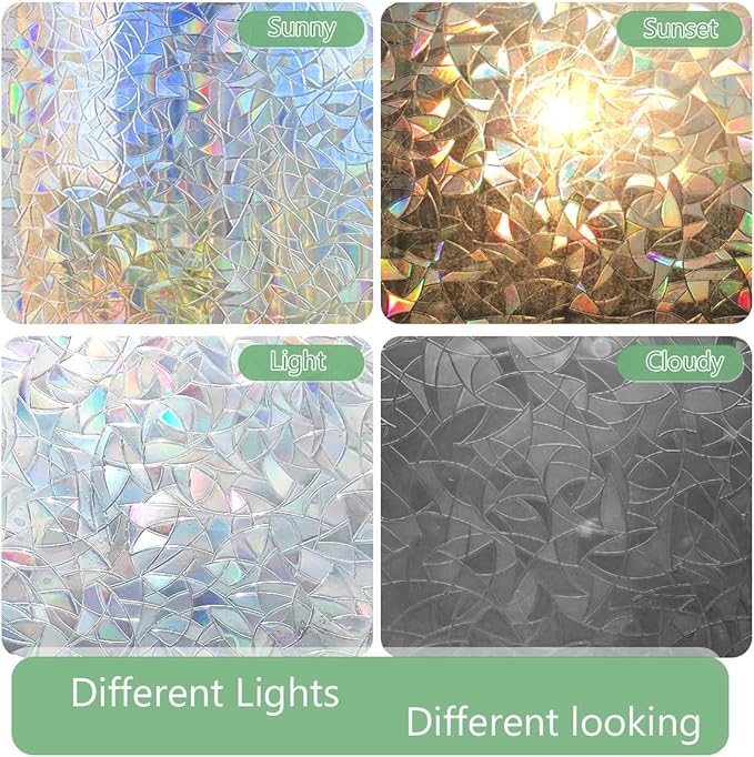 HIDBEA Window Privacy Film Static Clings, Rainbow Window Film, 3D Decals - Image 6