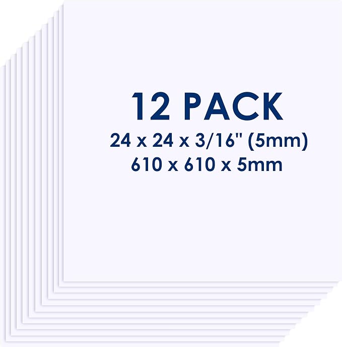Foam Board 24 x 24 x 3/16", Foam Core Board Sheets, Acid Free Foamboard by Navy+Penguin