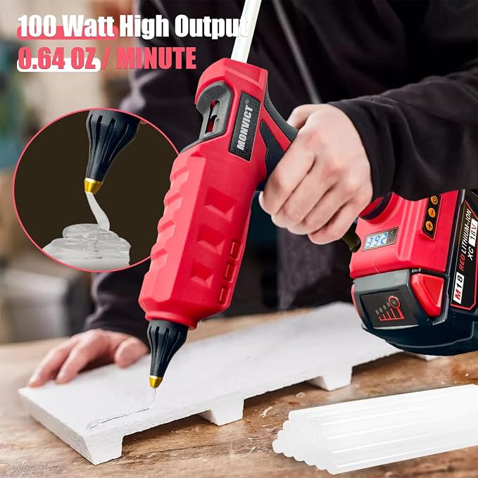 MONVICT 100W Cordless Glue Gun for Milwaukee 18V Battery, Upgraded Digital - Image 4