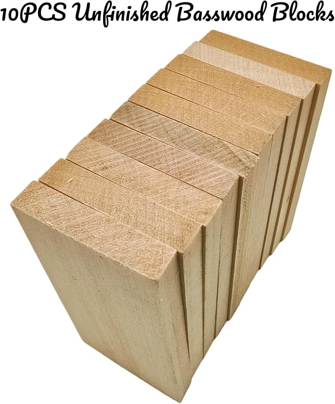 10PCS Unfinished Basswood Blocks - Image 2