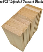 10PCS Unfinished Basswood Blocks - Image 2
