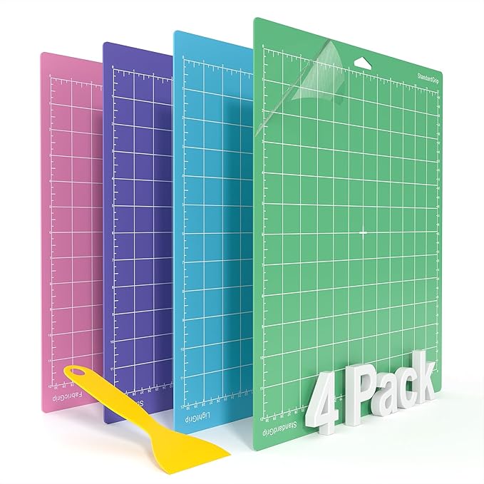 Cutting Mats 12x12 for Cricut, 4 Pack Variety Grip by PTYHOW